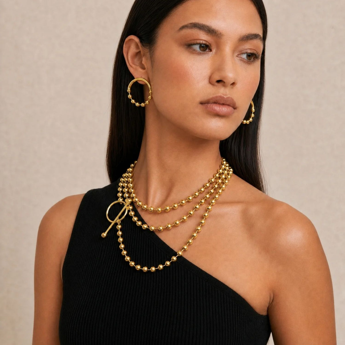 Gold Small Orbita Amari Post Earrings