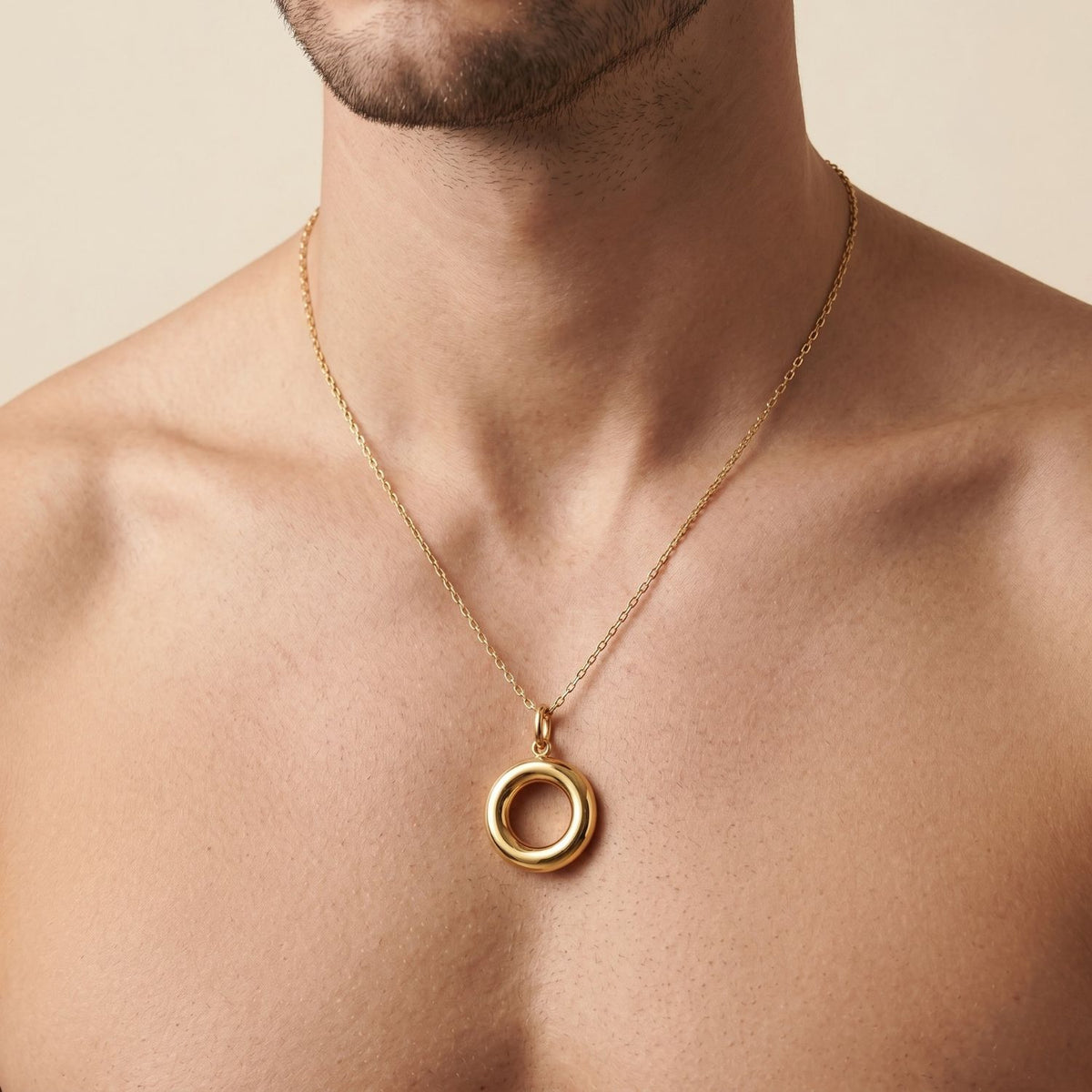 Gold Smooth Doughnut Necklace Pendant Charm