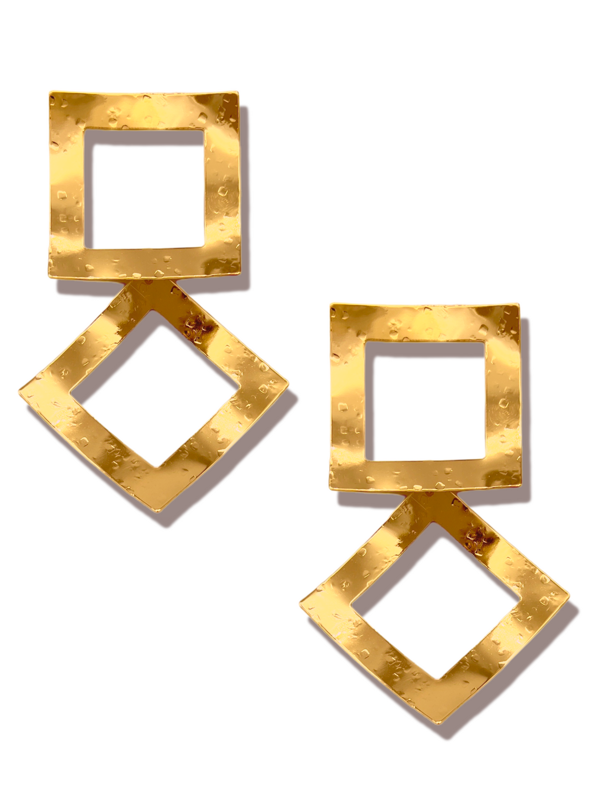 Gold Square Toscana Large Earrings-Earrings-JAREDJAMIN Jewelry Online-JAREDJAMIN - Fashion Jewelry &amp; Accessories