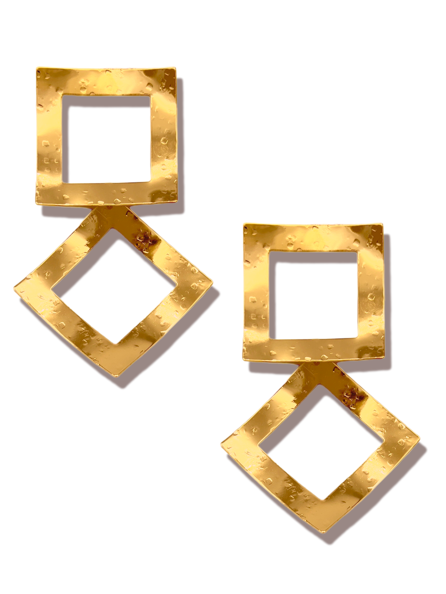 Gold Square Toscana Large Earrings-Earrings-JAREDJAMIN Jewelry Online-JAREDJAMIN - Fashion Jewelry & Accessories