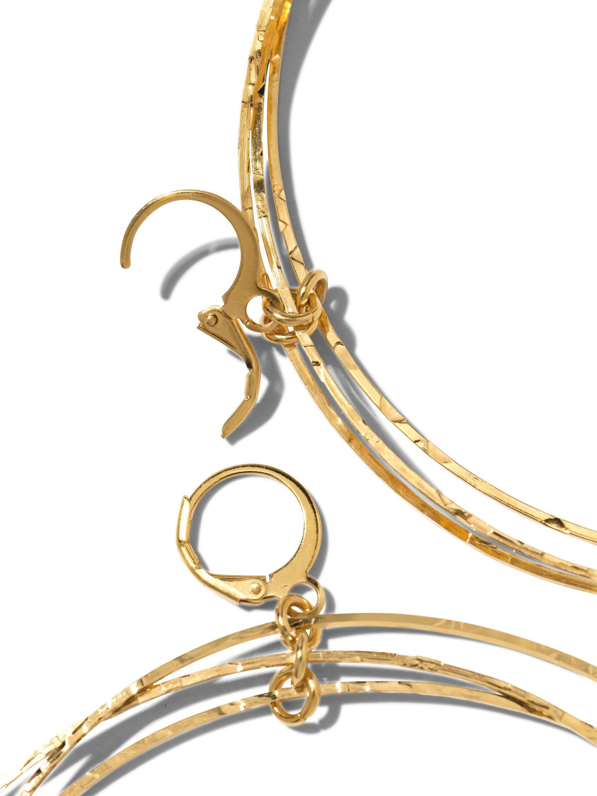 Gold Triple Halo Hoop Earrings-Earrings-JAREDJAMIN Jewelry Online-JAREDJAMIN