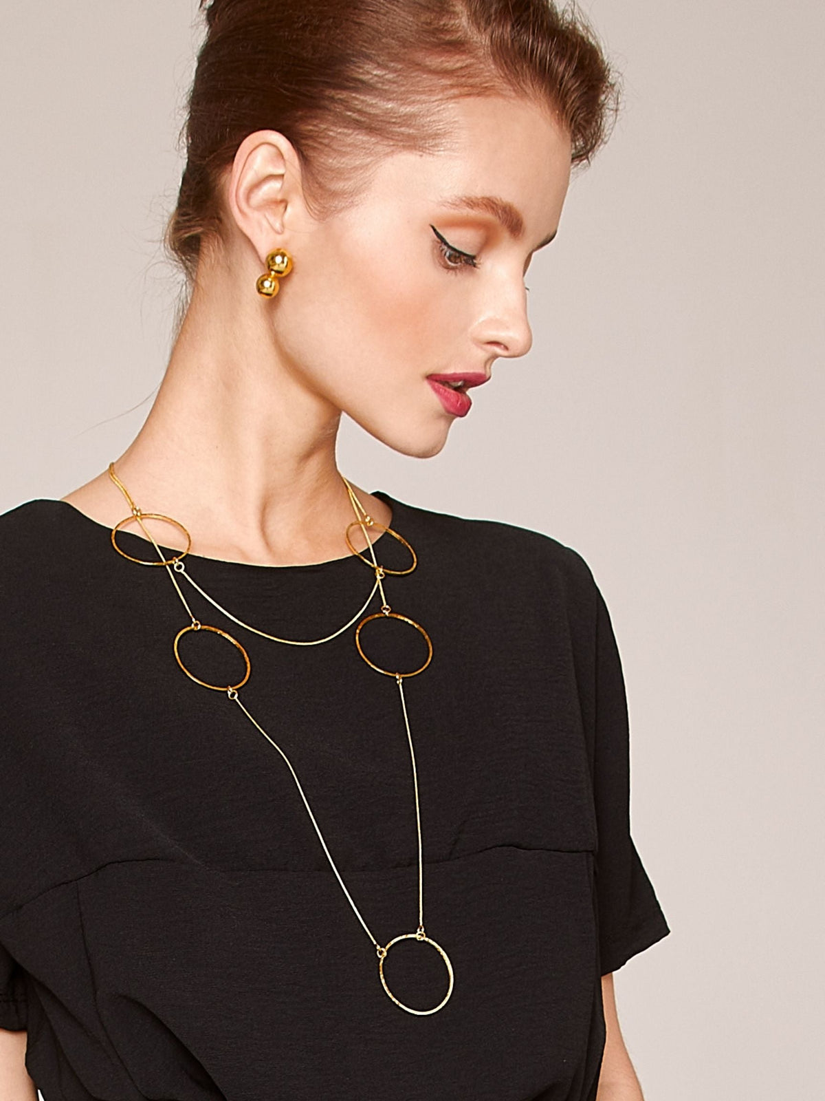 Halo Lindy Textured Gold Hoop Necklace-Necklaces-JAREDJAMIN Jewelry Online-JAREDJAMIN