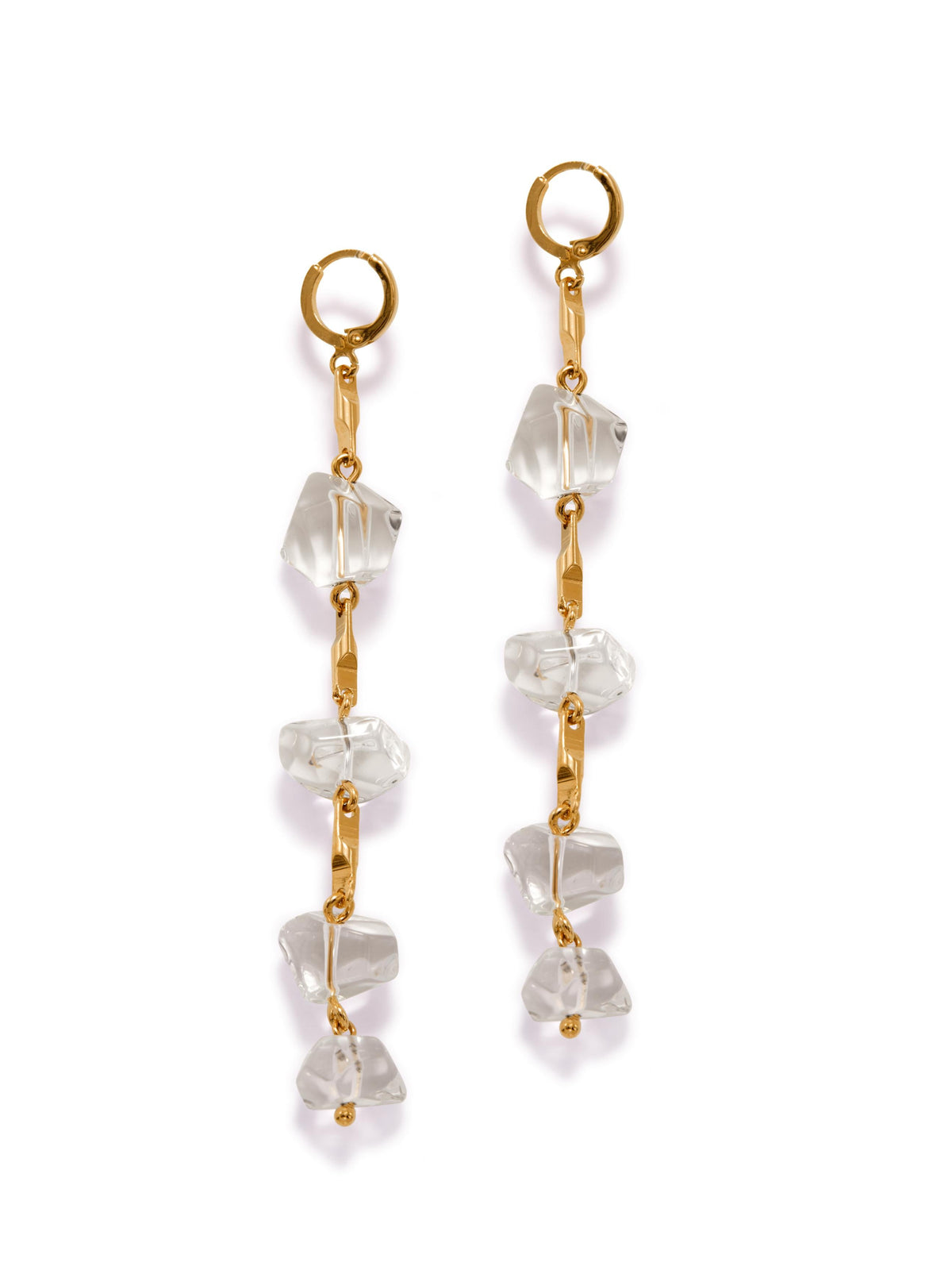 Ice Dangle Gold Leverback Earrings-Earrings-JAREDJAMIN Jewelry Online-JARED JAMIN