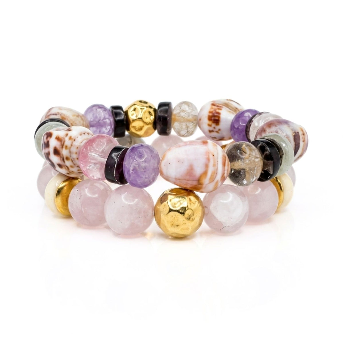 Iris Gemstone and Marine Shell Bracelet Set