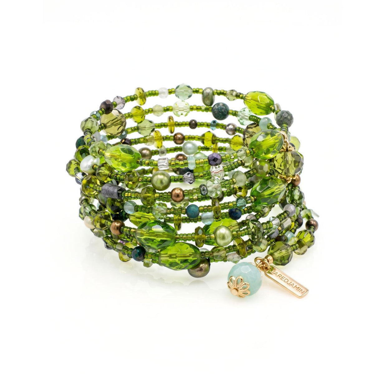 Ivy Green Gemstone Spiral Wrap Bracelet