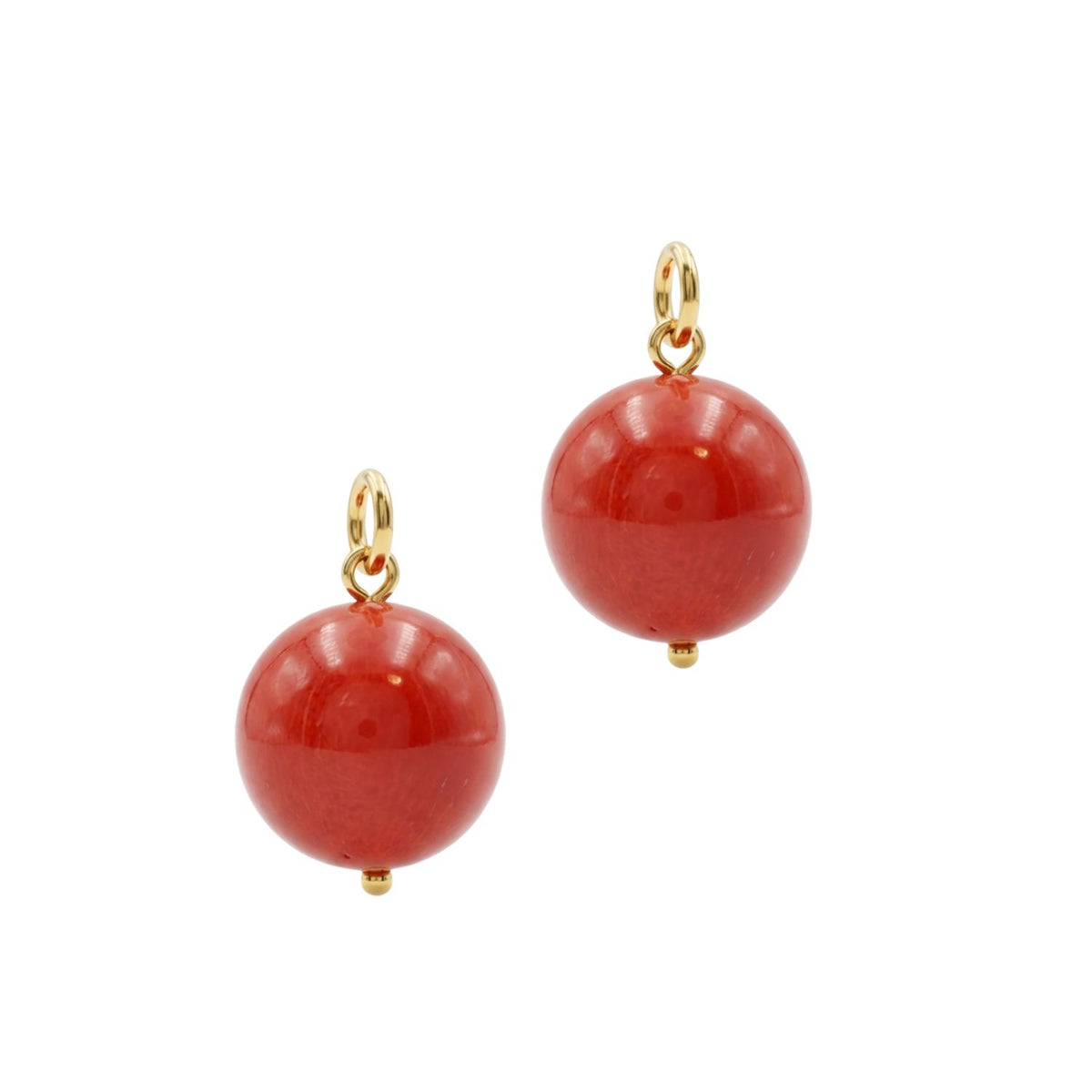 The Hooptastic Gemstone Drop Gold Hoop Earrings by JAREDJAMIN Jewelry Online feature bold, glossy red beads suspended from gold hoops, creating a striking contrast with metallic accents for an elegant statement look.