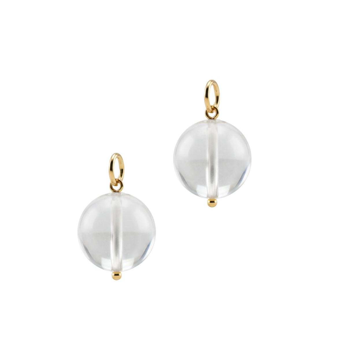 The Hooptastic Gemstone Drop Gold Hoop Earrings by JAREDJAMIN Jewelry Online feature two clear crystal charms with gold loops and caps, offering a smooth, transparent look with elegant gold accents—perfect for stylish drop earrings.