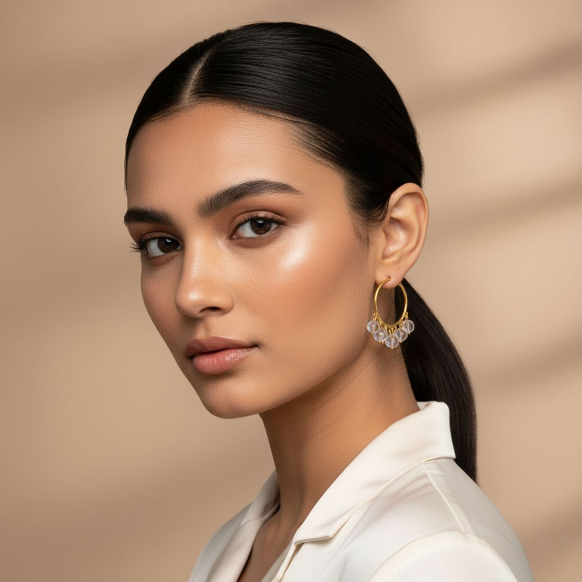 Pendientes de aro de ónix Daniela