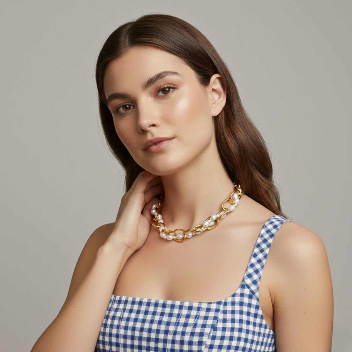 Gold Billie and Pearl Chain Necklace