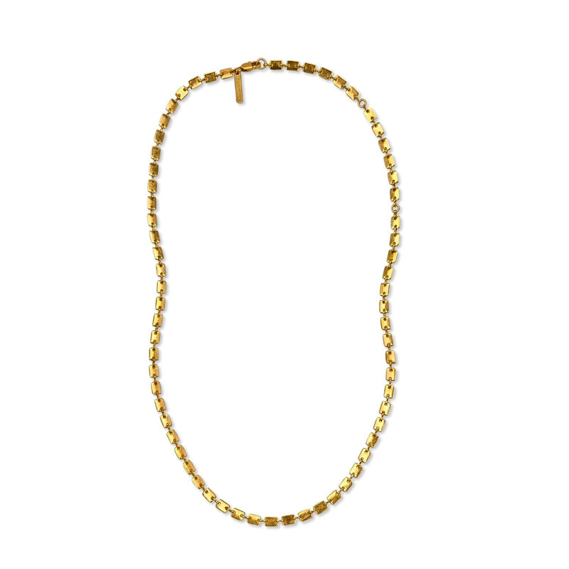 ゴールド Euclid Rectangular Link チェーン ネックレス JAREDJAMIN製 ジュエリーオンライン is a unisex 18Kゴールドプレート piece, 特徴とする evenly connected オーバル links, a 磨き上げた finish,とa simple clasp, 表示された a plain 白い背景.