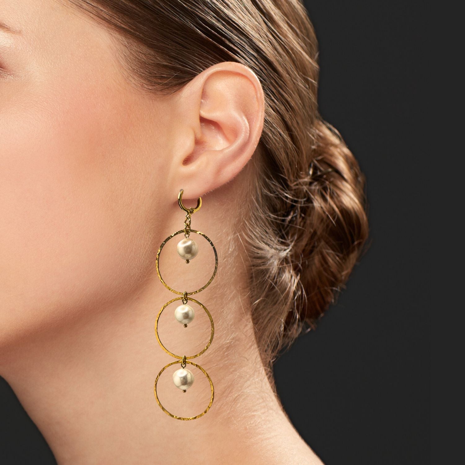 Seabreeze Gold Lindy Dangle Earrings-Earrings-JAREDJAMIN Jewelry Online-Gold Pearl-JAREDJAMIN - Fashion Jewelry & Accessories