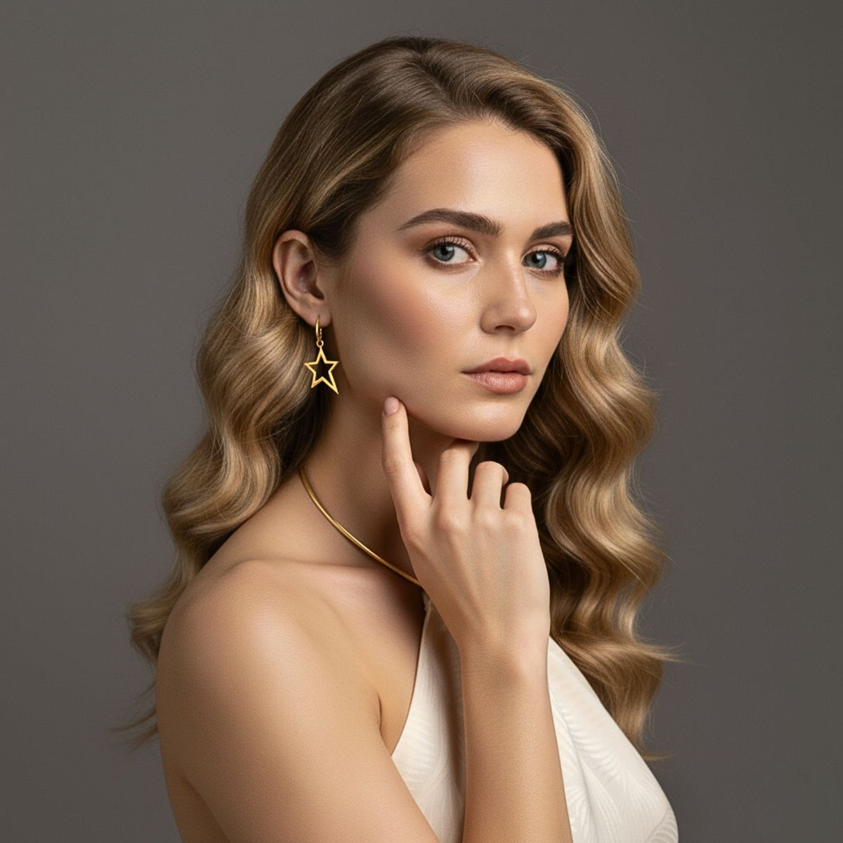 Gold Shooting Star Dust Click-Top Hoop Earrings