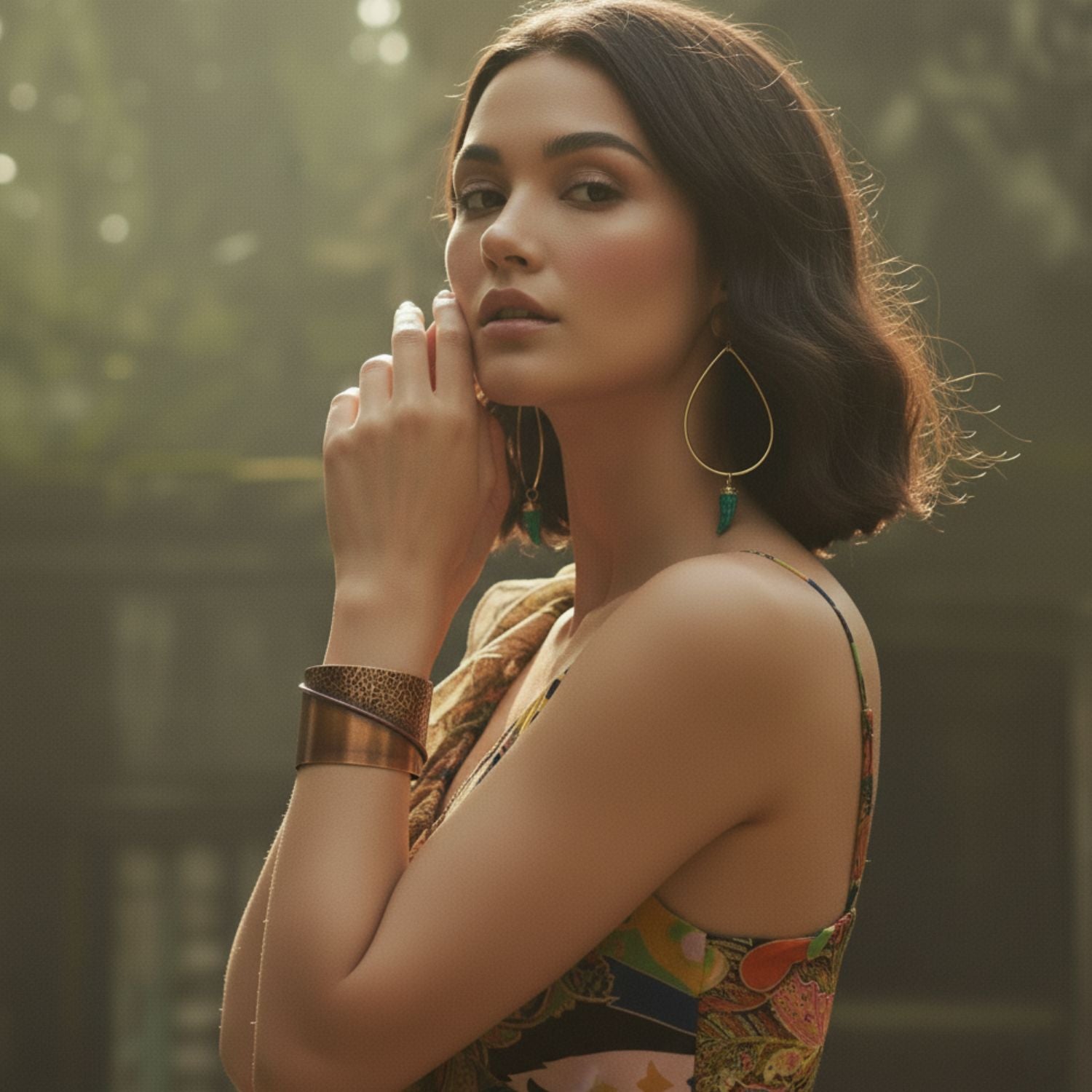 The Tribella Antique Finish Cuff Bracelet by JAREDJAMIN Jewelry Online features a textured, hammered top, a smooth lower half, and a thin raised brass strip diagonally across its bronze finish.