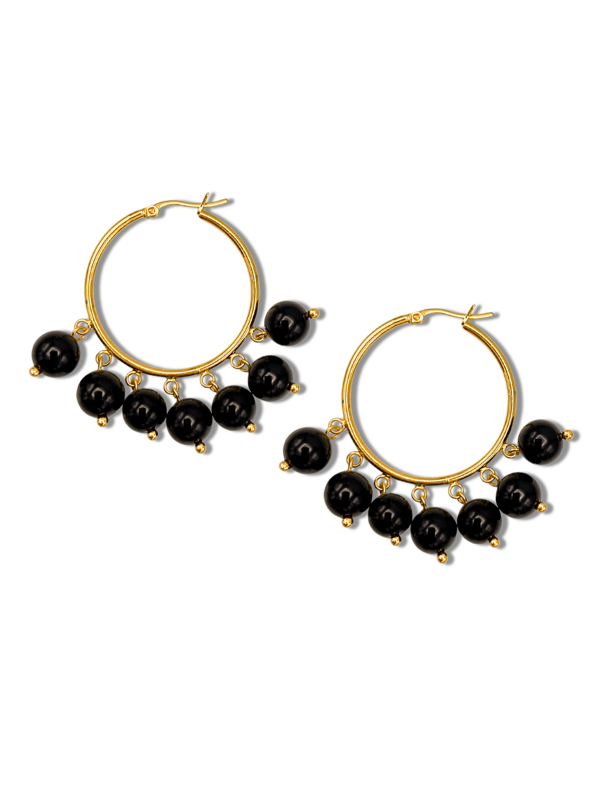 Daniela Hoop Onyx Earrings-Earrings-JAREDJAMIN Jewelry Online-JAREDJAMIN - Fashion Jewelry &amp; Accessories