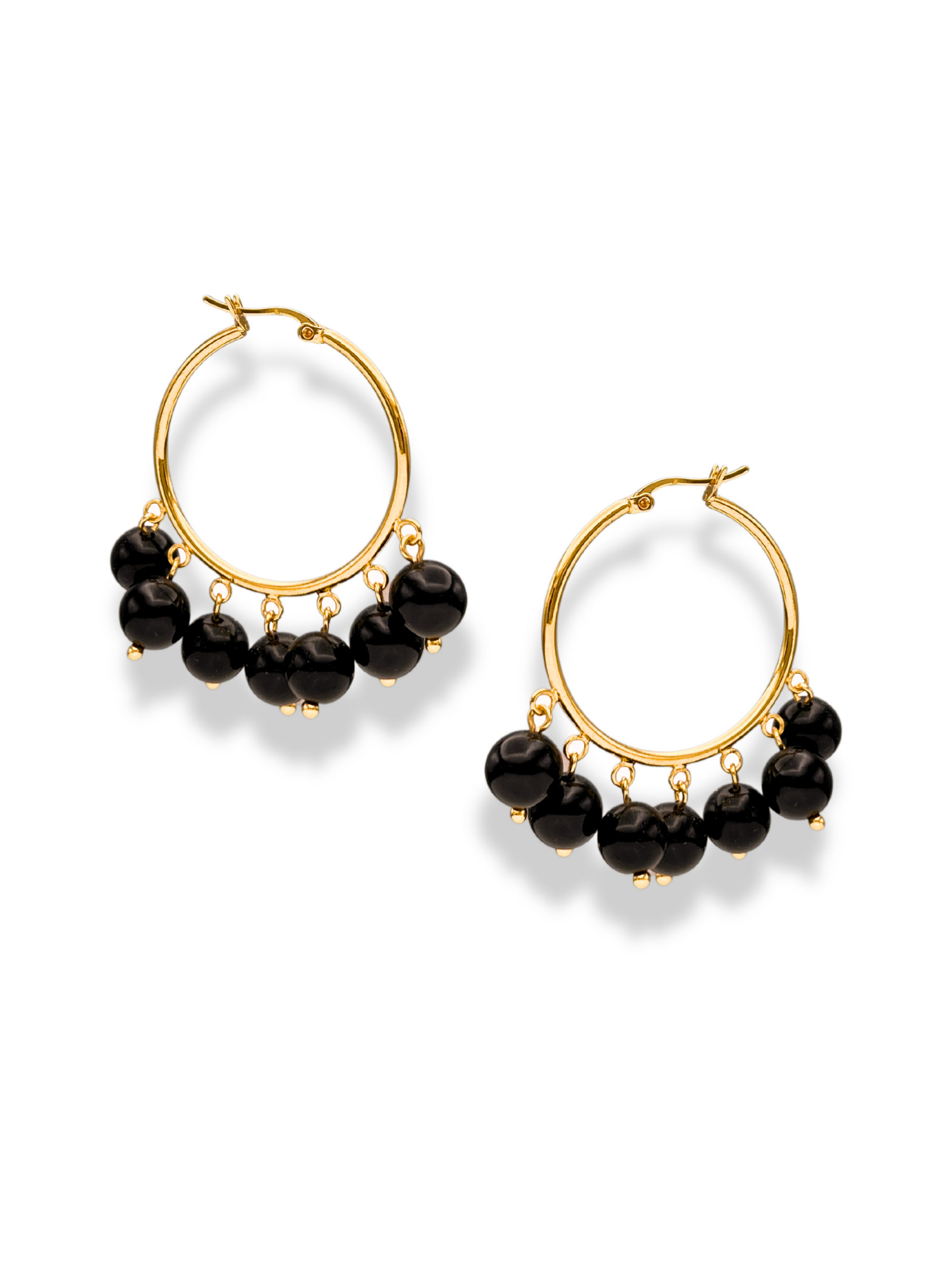 Daniela Hoop Onyx Earrings-Earrings-JAREDJAMIN Jewelry Online-JAREDJAMIN - Fashion Jewelry & Accessories