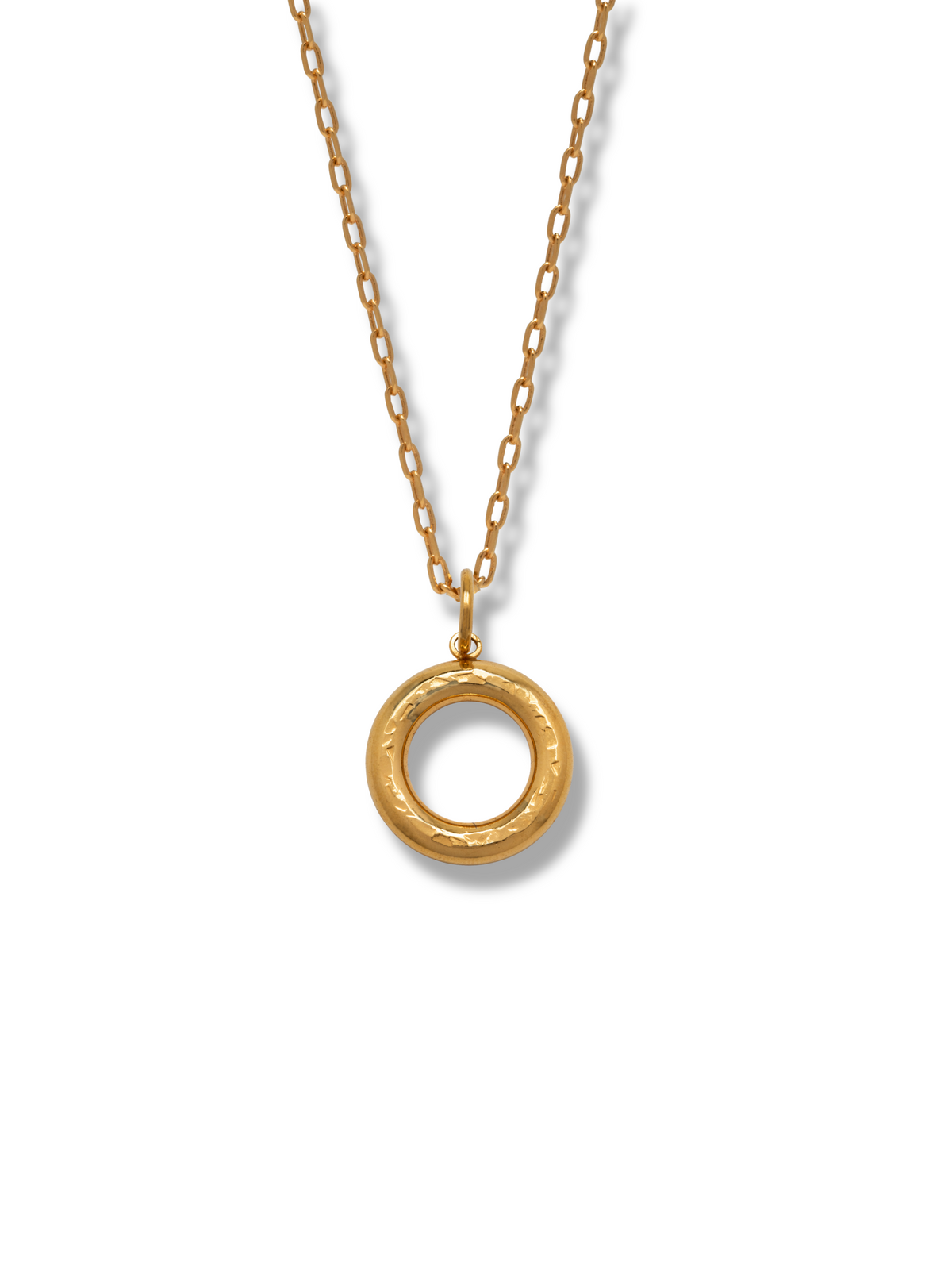 Gold Hammered Doughnut Pendant Necklace-Necklaces-JAREDJAMIN Jewelry Online-Gold-16&quot; - 18&quot;- 20&quot;-JAREDJAMIN - Fashion Jewelry &amp; Accessories