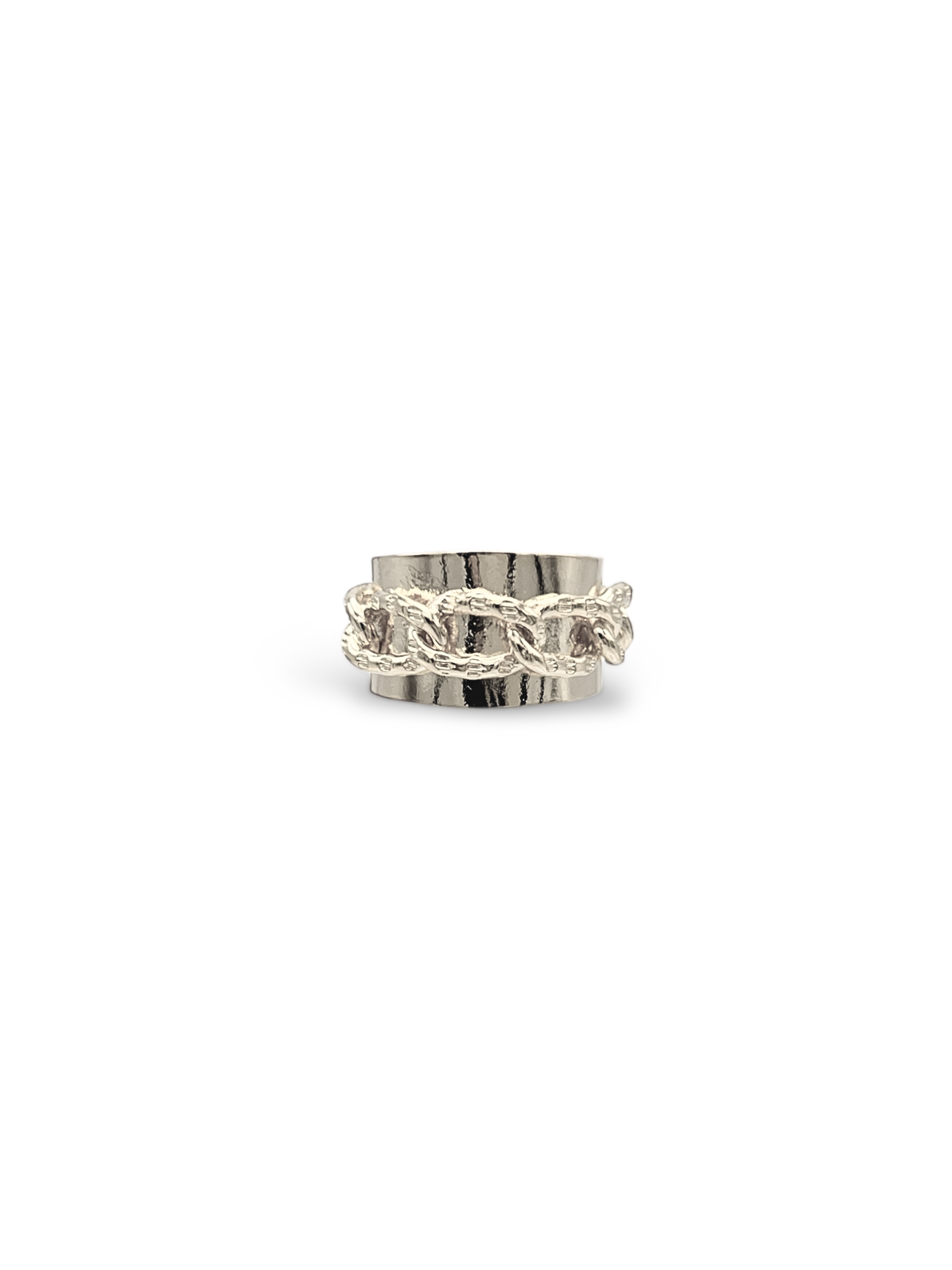 White Rhodium | Silver Charlie Chain Mens Ring-Mens Rings-JAREDJAMIN Jewelry Online-JAREDJAMIN - Fashion Jewelry & Accessories