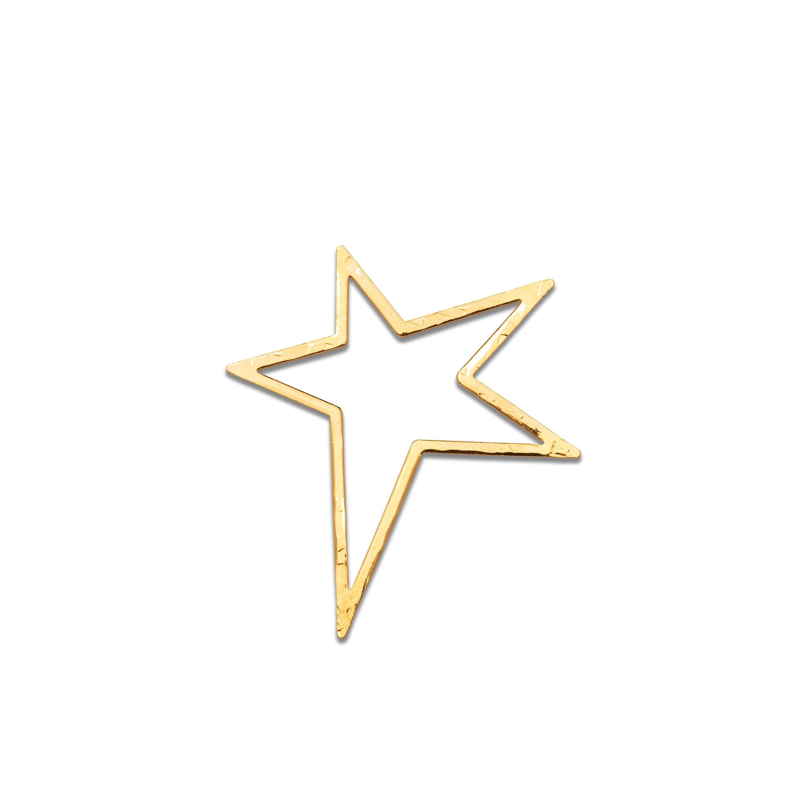 The Gold Large Shooting Star Pendant Charm by JAREDJAMIN Jewelry Online features a hand-drawn, five-pointed gold star outline on a white background—modern and stylized, ideal as inspiration for women’s earring charms or pendants.