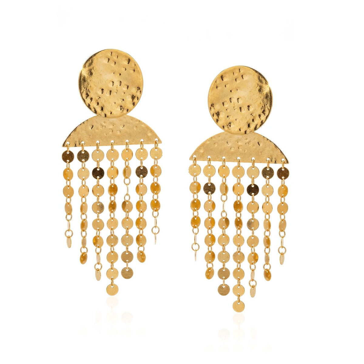 Hand-assembled in our West Hollywood studio, the Koren Clip On Earrings sculpt form and movement with gold plate texture and hammered arcs. Small-batch and eco-conscious. Style Note: punctuates crisp tailoring or refines after-dark silk.