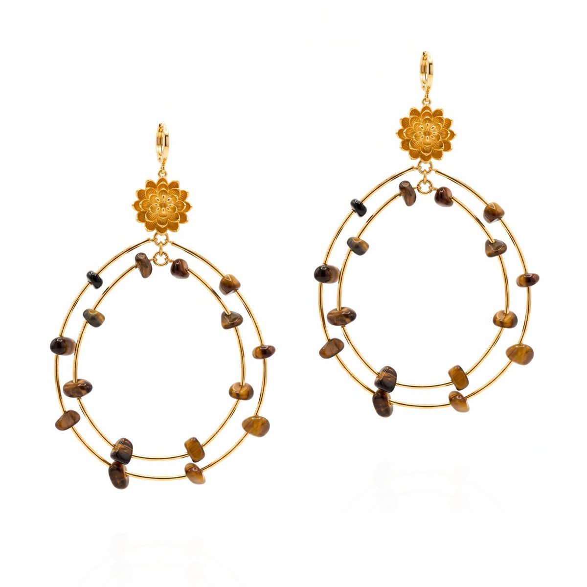 Pendientes de araña de ojo de tigre Lotus Dream