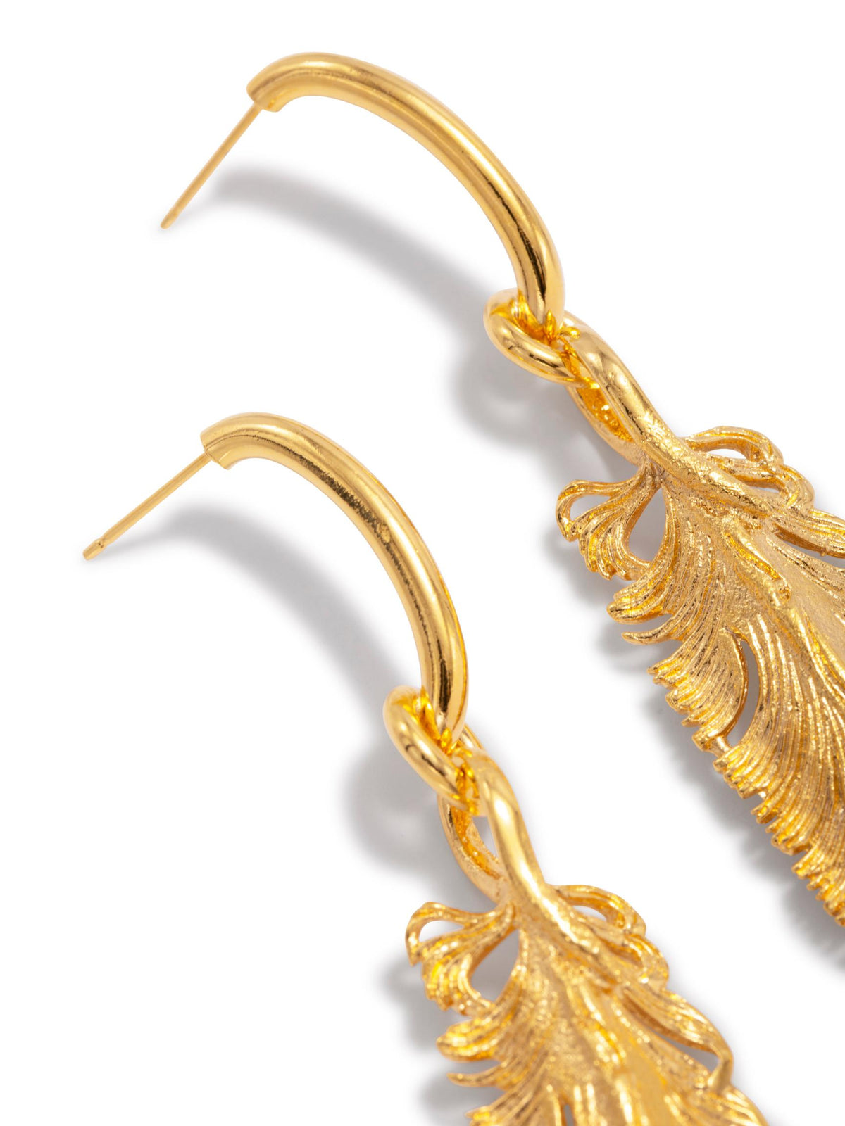 Gold Plume Dangle Post Earrings-Earrings-JAREDJAMIN Jewelry Online-JAREDJAMIN