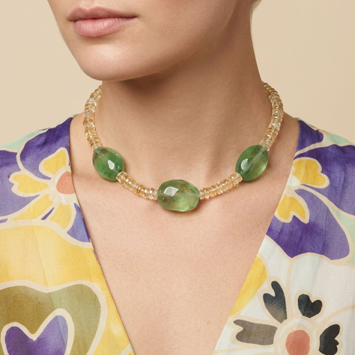 Ondine Citrine and Quartz Gemstone Necklace