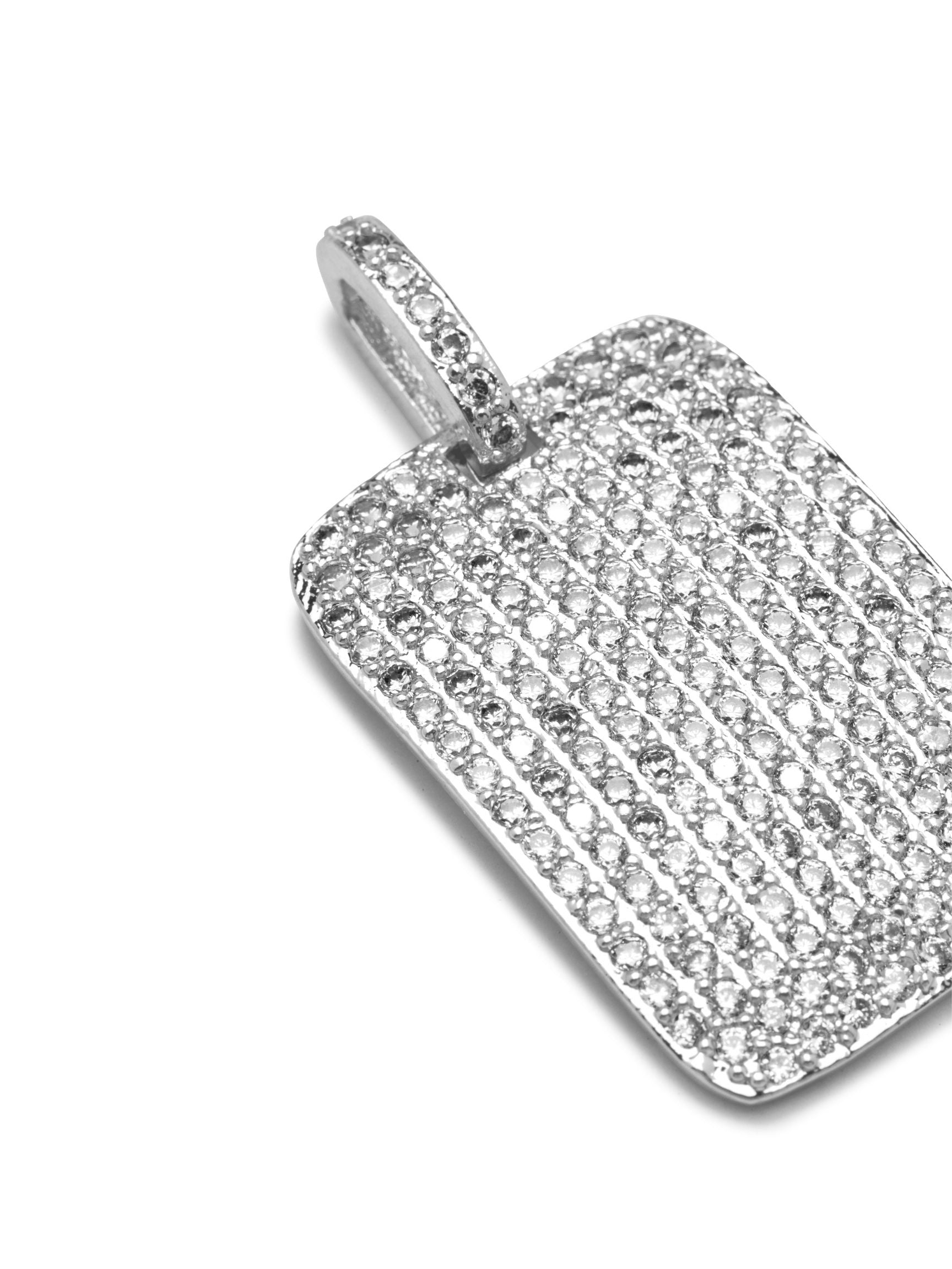 Silver Pavé Dog Tag Necklace Pendant Charm-Pendant Charms-JAREDJAMIN Jewelry Online-JAREDJAMIN