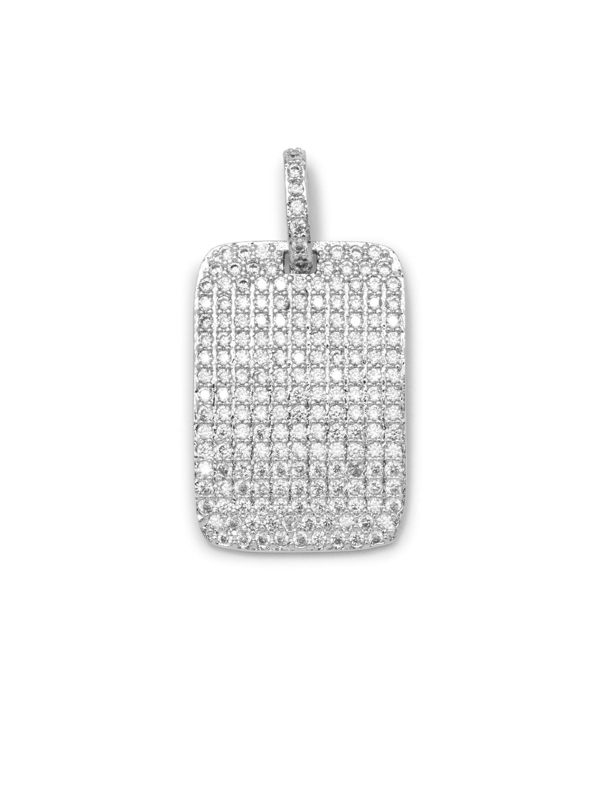 Silver Pavé Dog Tag Necklace Pendant Charm-Pendant Charms-JAREDJAMIN Jewelry Online-JAREDJAMIN