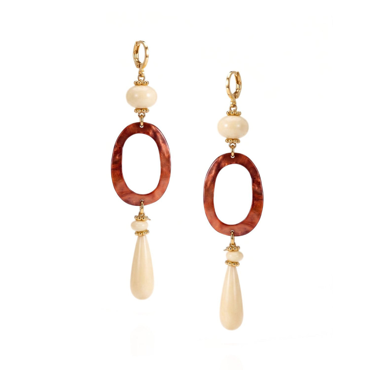 Selene Mother of Pearl & Synthetic Bone Drop Earrings