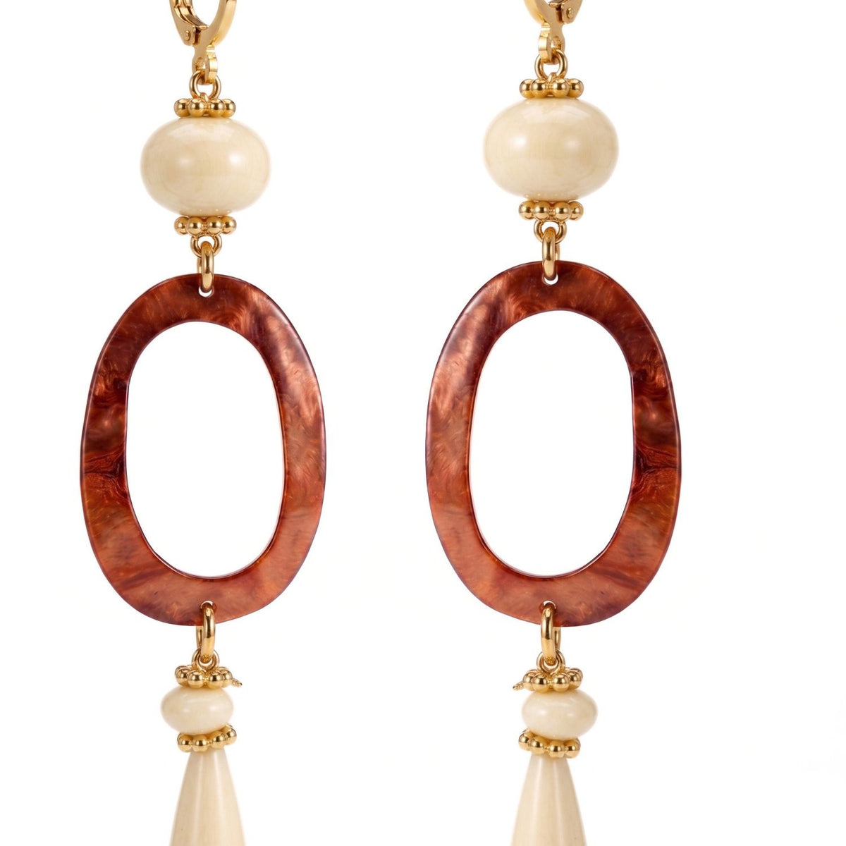 Selene Mother of Pearl & Synthetic Bone Drop Earrings