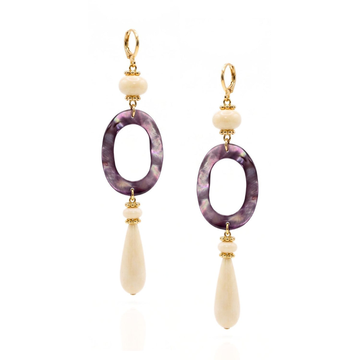 Selene Mother of Pearl & Synthetic Bone Drop Earrings