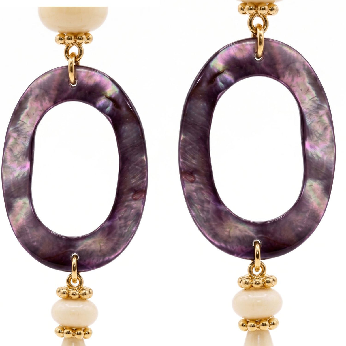 Selene Mother of Pearl & Synthetic Bone Drop Earrings