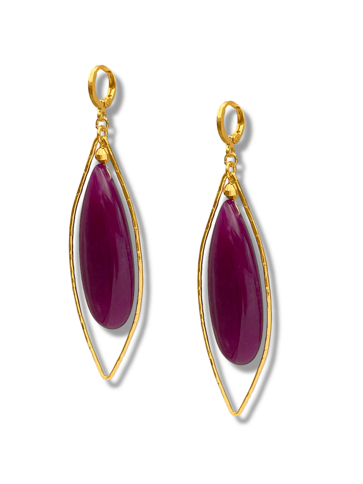 Seraphine Plum Drop Leverback Earrings-Earrings-JAREDJAMIN Jewelry Online-JAREDJAMIN - Fashion Jewelry &amp; Accessories