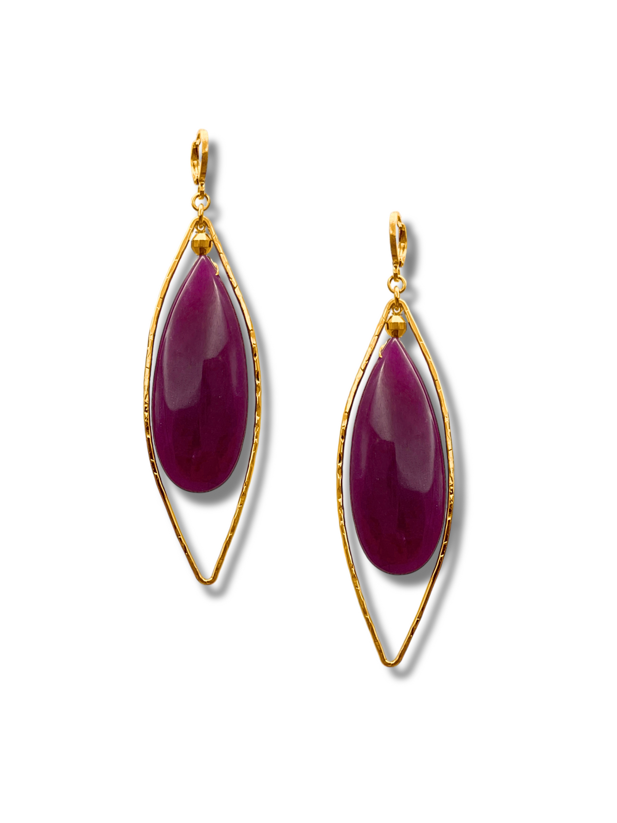 Seraphine Plum Drop Leverback Earrings-Earrings-JAREDJAMIN Jewelry Online-Gold-JAREDJAMIN - Fashion Jewelry &amp; Accessories