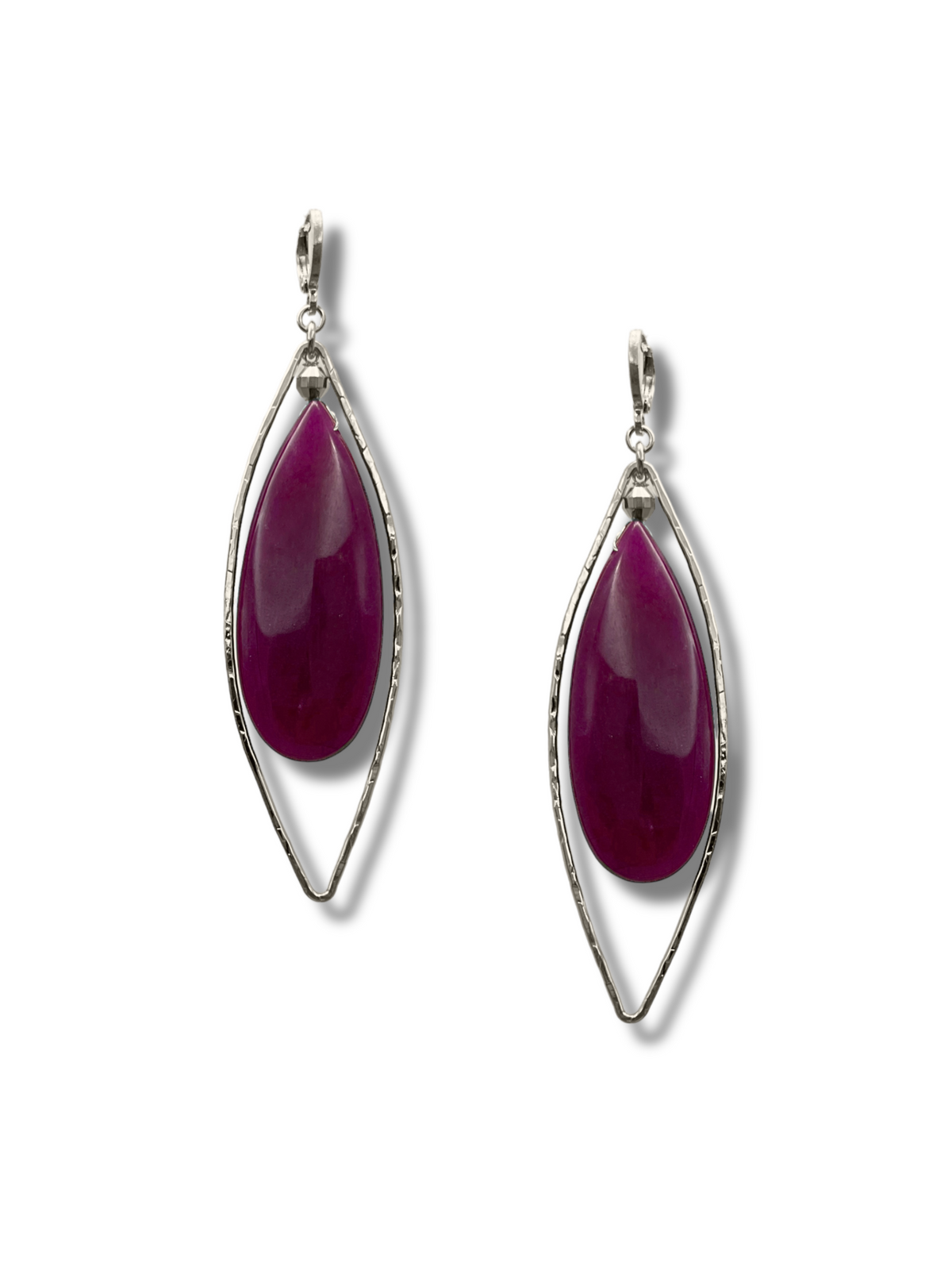 Seraphine Plum Drop Leverback Earrings-Earrings-JAREDJAMIN Jewelry Online-Silver-JAREDJAMIN - Fashion Jewelry &amp; Accessories