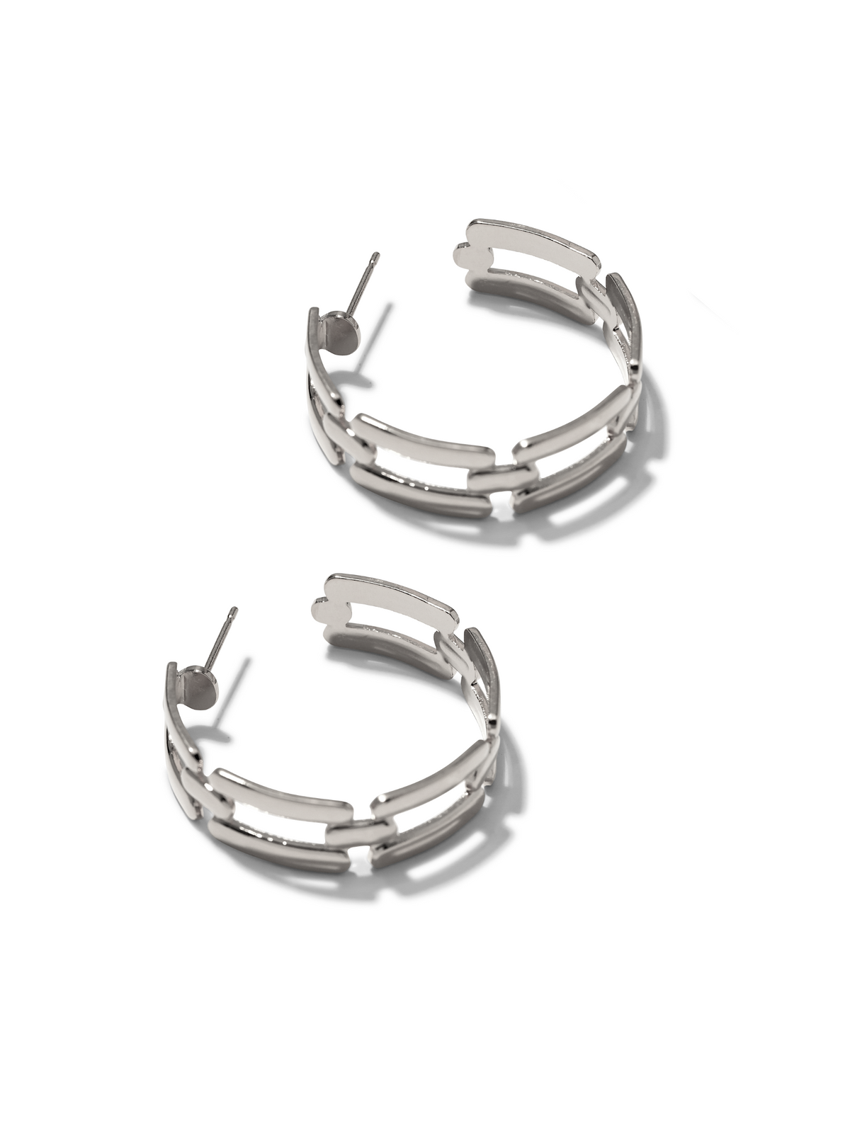 Silver Bravura Chain Hoop Earrings-Earrings-JAREDJAMIN Jewelry Online-JAREDJAMIN - Fashion Jewelry &amp; Accessories