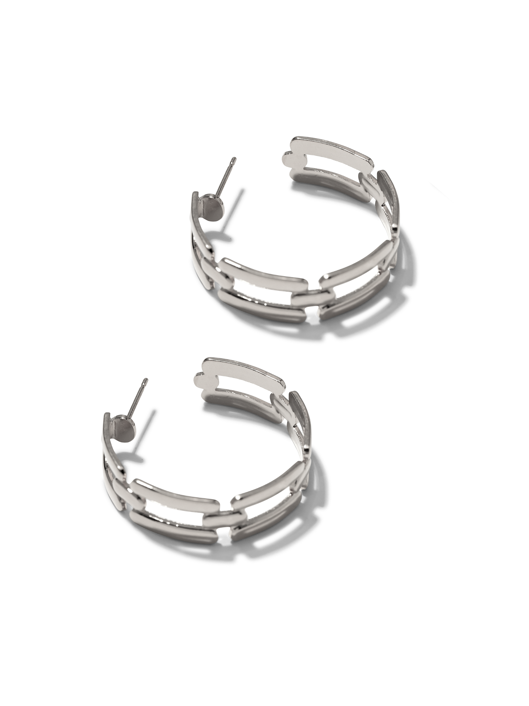 Silver Bravura Chain Hoop Earrings-Earrings-JAREDJAMIN Jewelry Online-JAREDJAMIN - Fashion Jewelry & Accessories