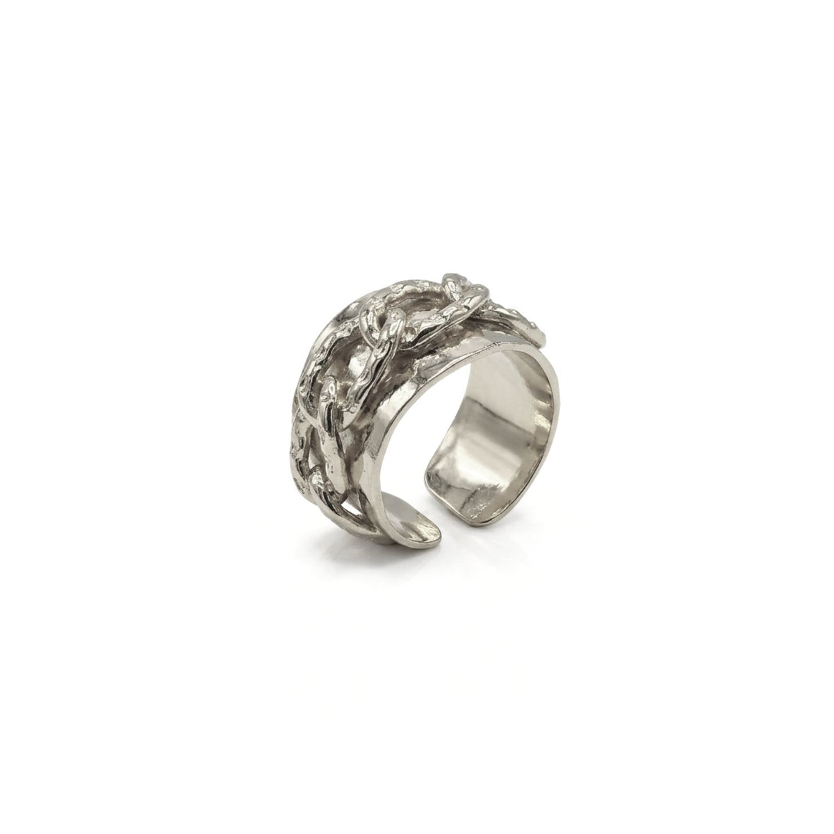 Silver Charlie Chain Mens Ring