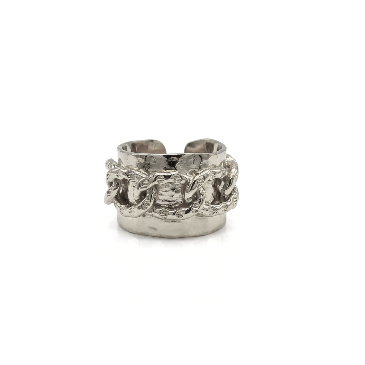 Silver Charlie Chain Mens Ring
