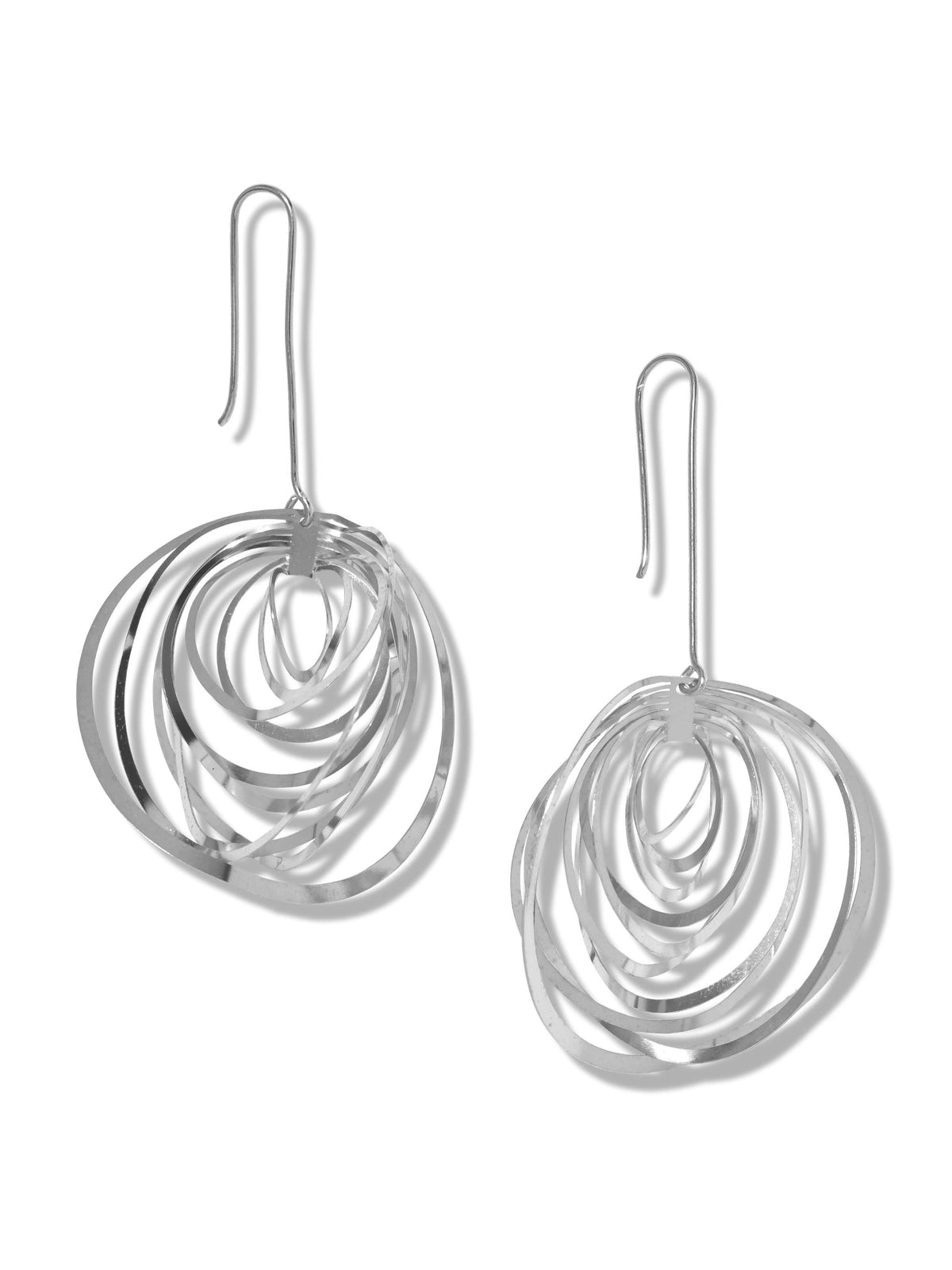 Silver Dahlia Hook Earrings-Earrings-JAREDJAMIN Jewelry Online-JAREDJAMIN