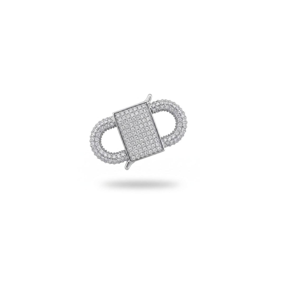 Silver Double Clasp Carabiner  Clear CZ
