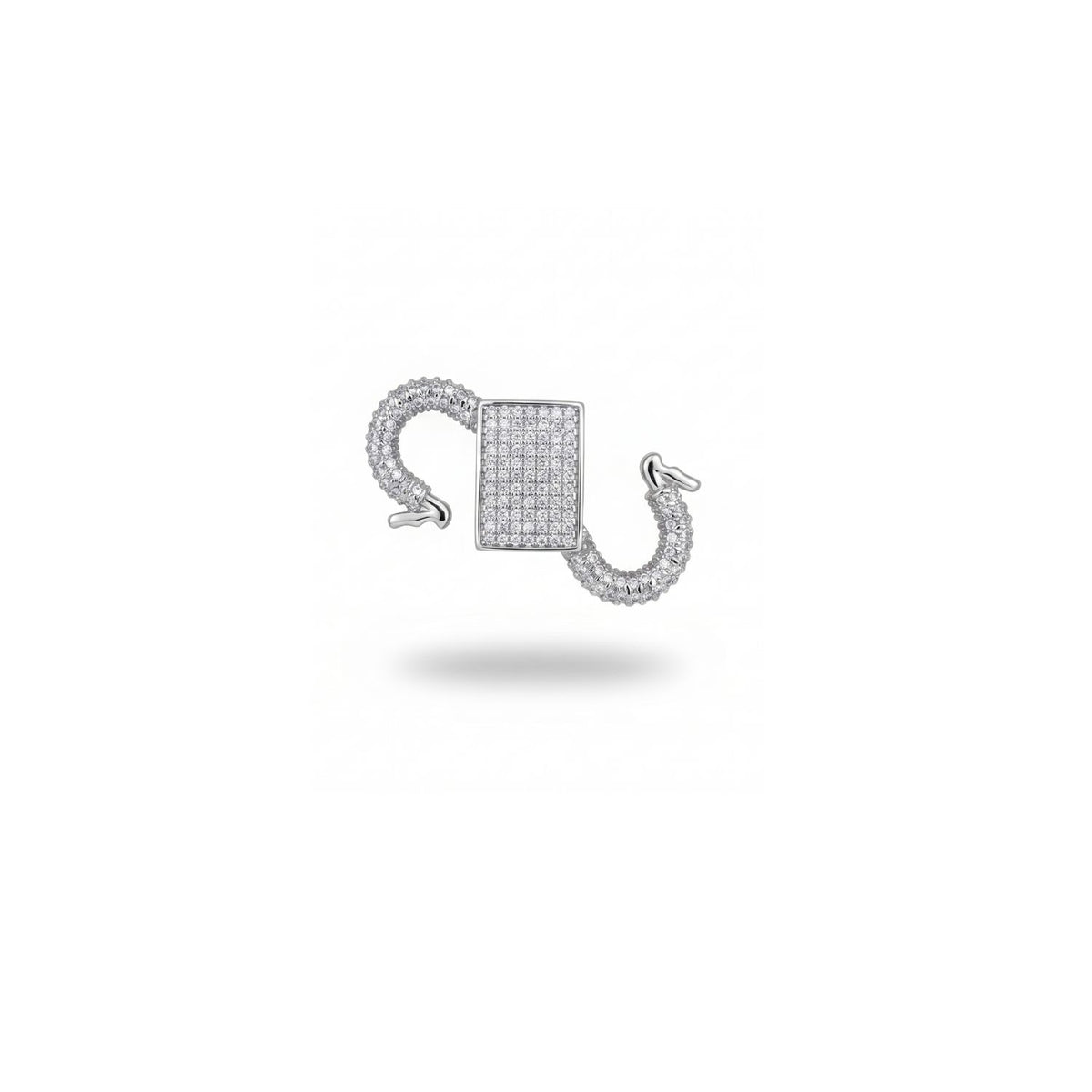 Silver Double Clasp Carabiner  Clear CZ