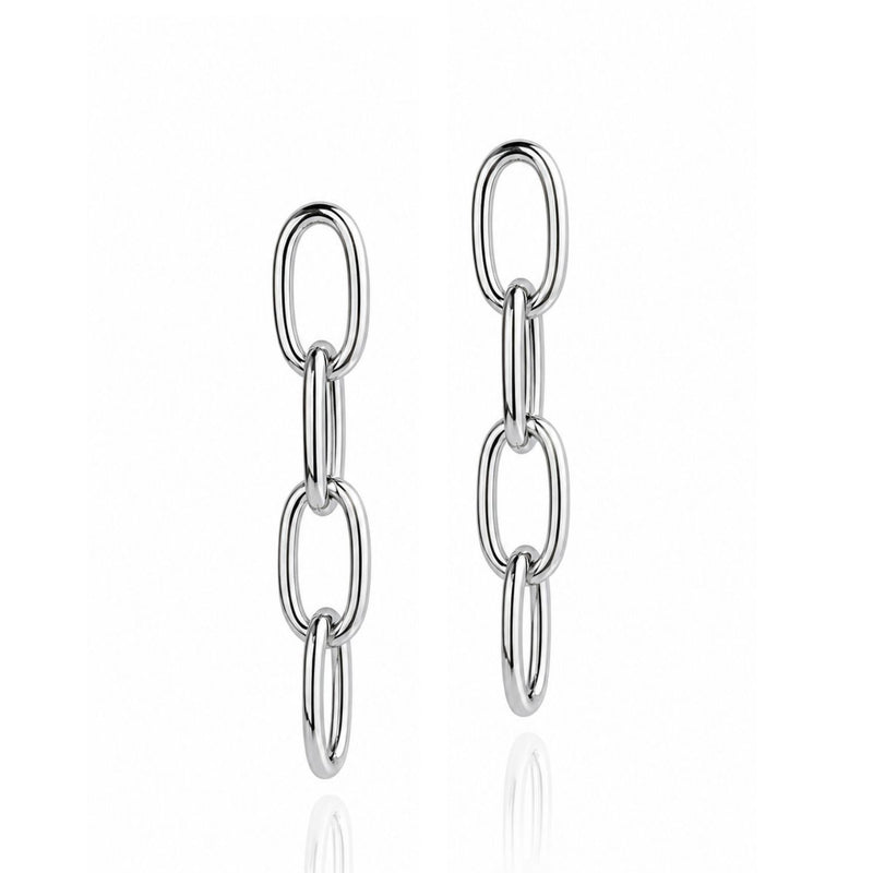 Silver Everly Drop Chain Post Earrings