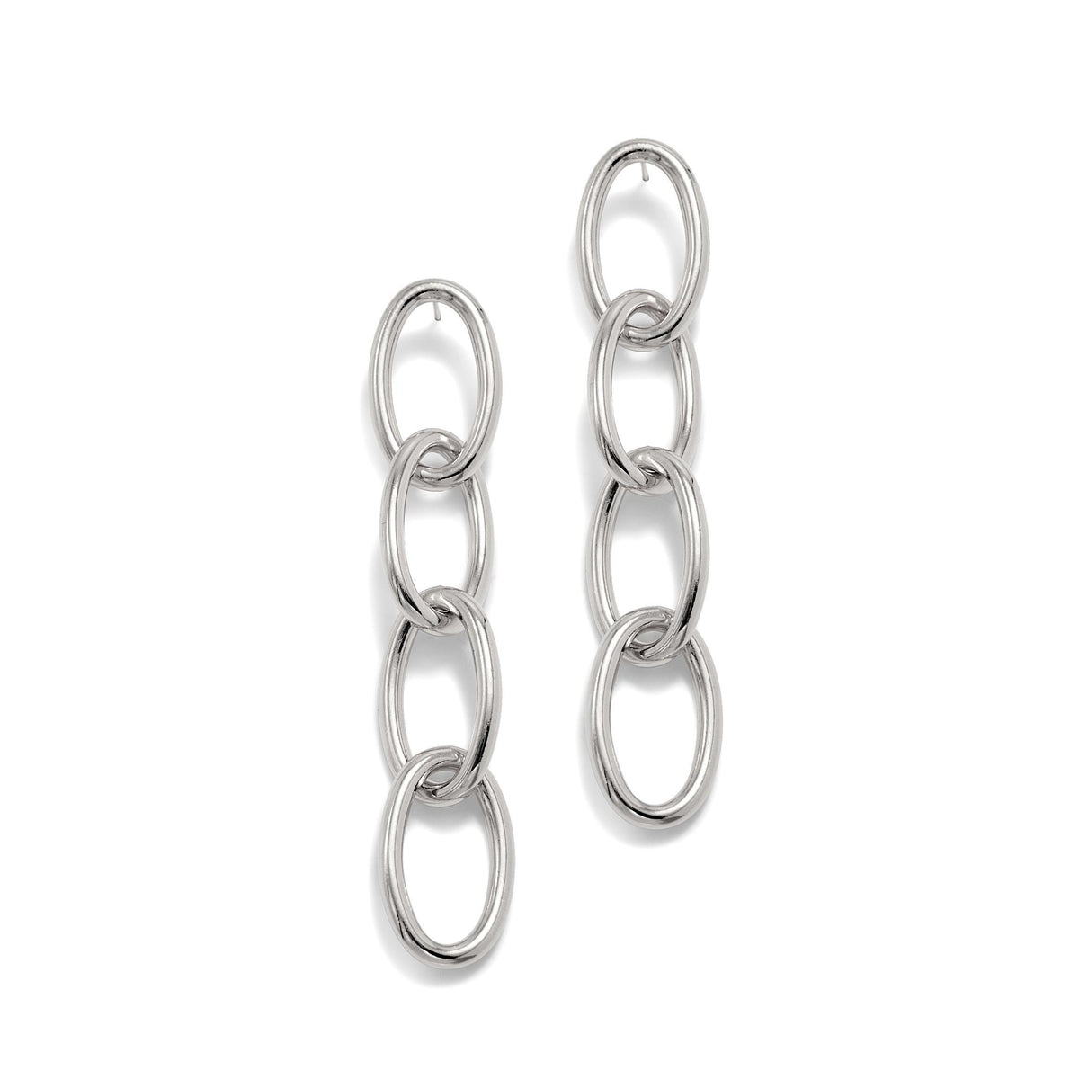 Los plata Everly colgante cadena Post pendientes de JAREDJAMIN Joyería Online presentan four pulido oval links en un minimalist, platinum/plata tone para un modern, colgante look.