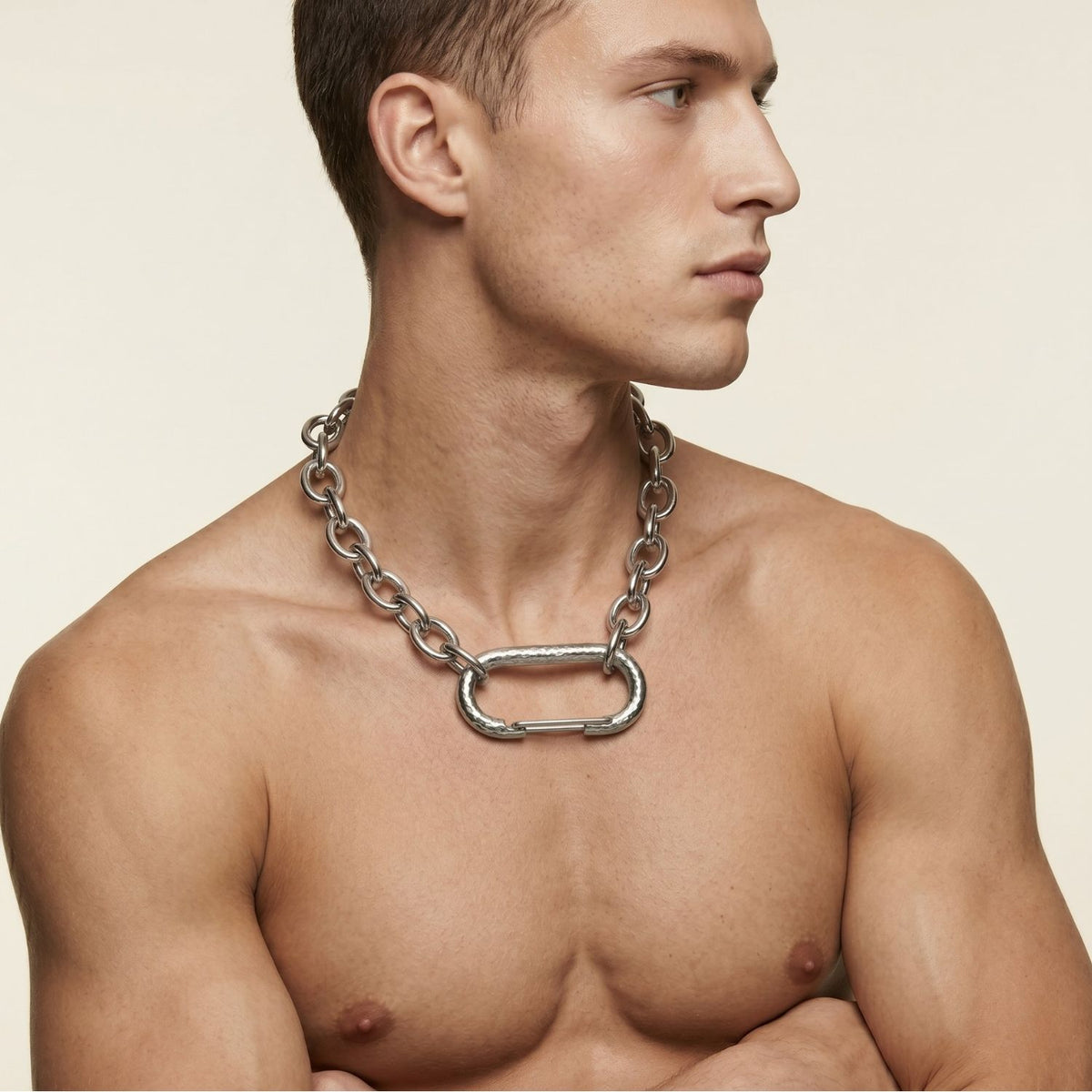 Silver Large Oval Carabiner Clicker Clasp
