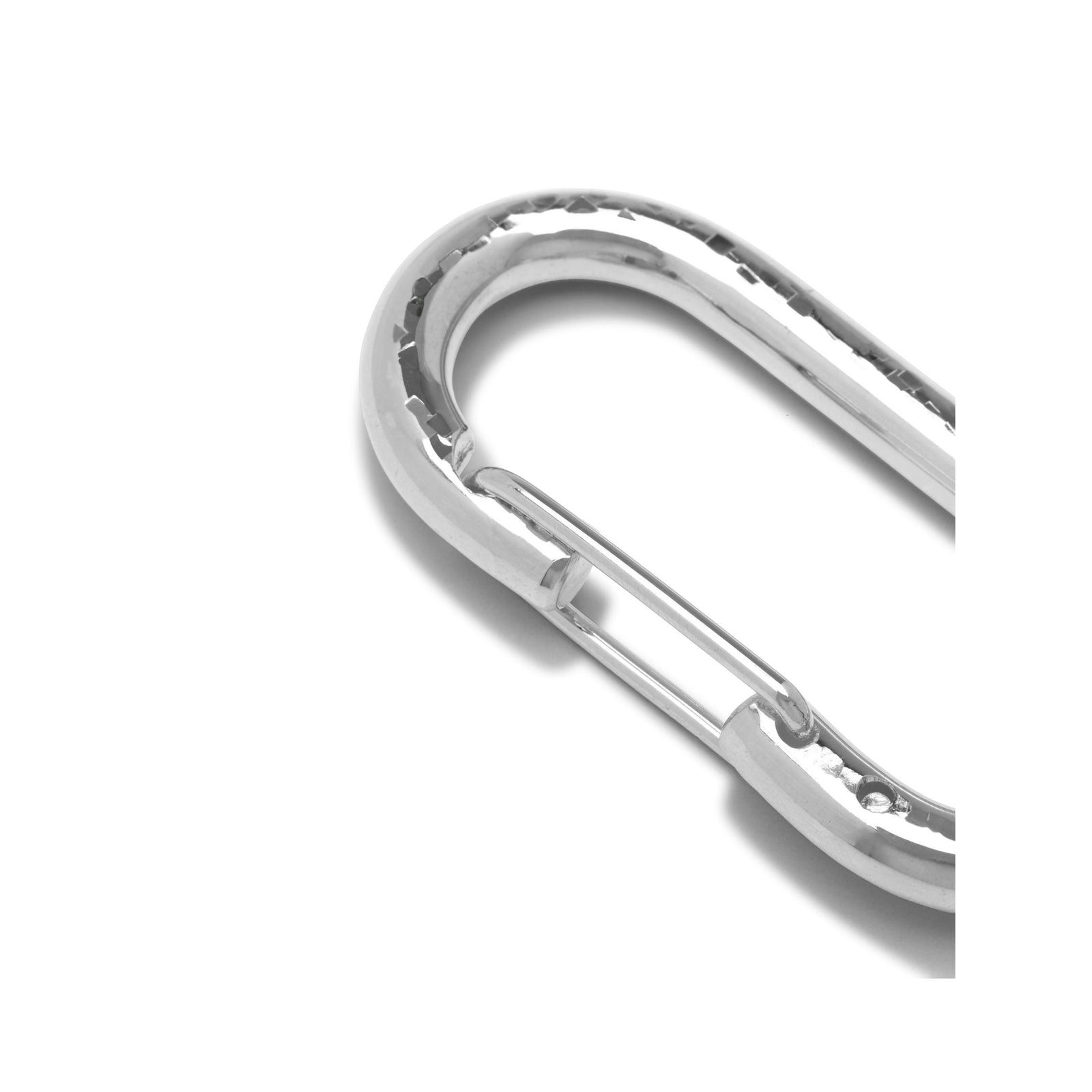 The JAREDJAMIN Jewelry Online Silver Large Oval Carabiner Clicker Clasp features a hammered, textured finish, silver plating, and spring-loaded closure—perfect for chain link jewelry or keychains. Shown on a plain white background to highlight its shine.