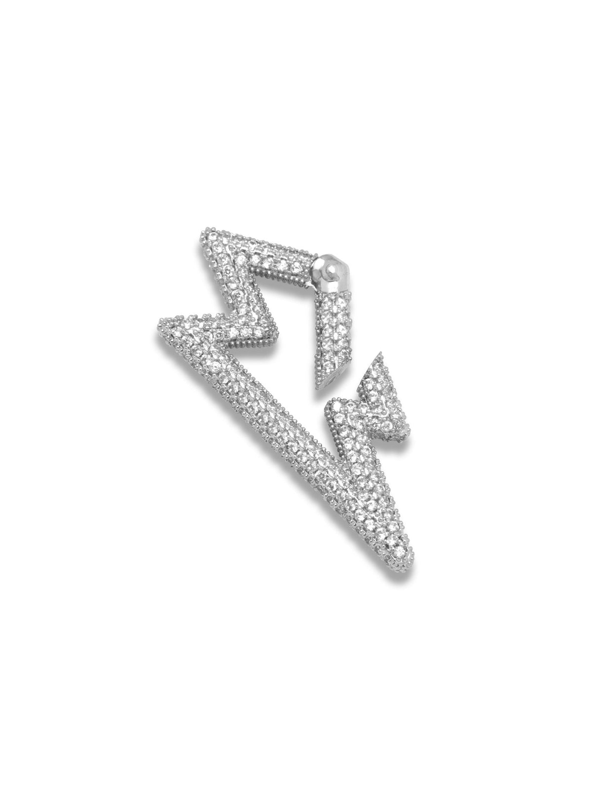 Silver Lightning Bolt Pavé Clicker Clasp-Pendant Charms-JAREDJAMIN Jewelry Online-JAREDJAMIN