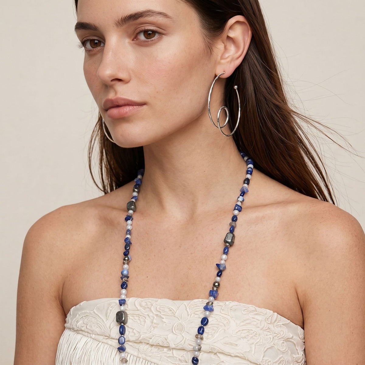 Silver Loop-De-Loop Hoop Post Earrings
