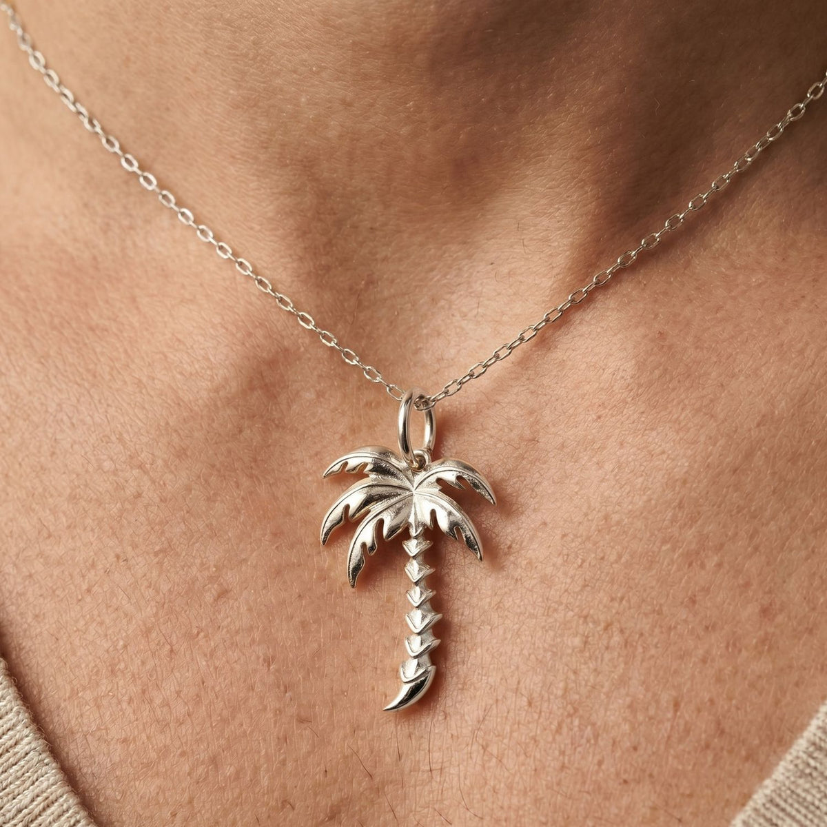 Silver Palm Necklace Pendant Charm