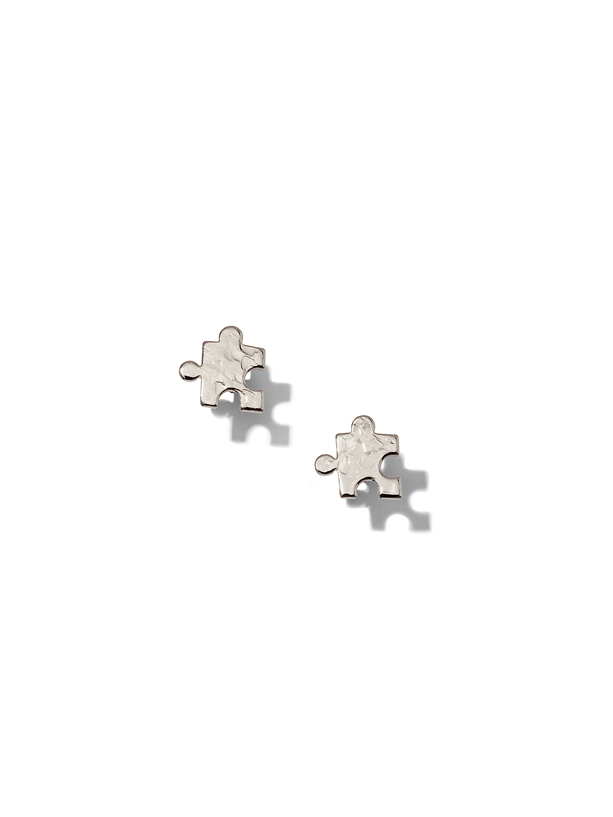 Puzzle Piece Textured Stud Earrings-Earrings-JAREDJAMIN Jewelry Online-Silver-JAREDJAMIN - Fashion Jewelry &amp; Accessories